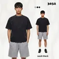 T-shirt homme rétro en coton délavé avec bords francs et effet neige style vintage - S / Noir Délavé Haut