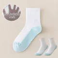 Kids breathable white mesh socks with light blue heel and toe detail for summer - 3-5 Years (Foot 13-15cm) / Mesh Elastic Mid-tube Yin-Yang Style / Blue