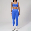 Ensemble de yoga bleu Klein 2 pièces avec brassière col V et legging gainant - S / Haut Et Bas / Bleu Encre