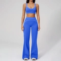 Ensemble de sport bleu Klein avec lignes blanches contrastées et pantalon évasé - S / Haut et Bas (Soutien-gorge + Pantalon Large) / Bleu Encre