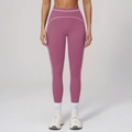 Women's high waist yoga leggings in dark plum with stylish white contrast stitching - S / Bottoms / Fig Purple