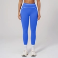 High-waisted royal blue yoga leggings with white contrast stitching for body shaping - S / Bottoms / Ink Blue