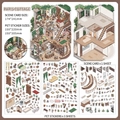 Paris Cottage 3D scene DIY sticker set with PET stickers and scene cards for journaling - Paris Cottage