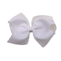 Classic white grosgrain ribbon hair bow with scalloped edges for girls' hairstyles - White Hemming(MC002-7)