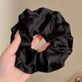 Elegante zwarte satijnen scrunchie met zachte plooistructuur en luxe glanzende afwerking - 3# Zwart (ongeveer 17 Cm)