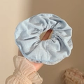 Lichtblauwe kanten scrunchie met fijne ruitjesstructuur en golvende randen - #10 Blauw 4-laags Ongeveer 19 Cm