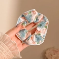 Pastelroze bloemen scrunchie van kant met blauwe bies voor elegante kapsels - #3 Roze En Blauwe Liefde 10 Cm