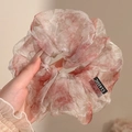Roze marmerpatroon kanten scrunchie met klassiek label voor stijlvolle knotjes - #4 Karamelperzik (ca. 18 Cm)