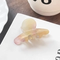 Mini acetate hair claw clip with a soft yellow and pink gradient finish for women - Pearl White