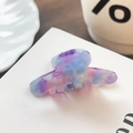 Floral acetate hair claw clip with purple and pink marbling for side hair styling - Dark Purple Floral