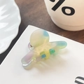 Medium acetate hair claw clip with colorful pastel marble texture and metal spring - Colored Spotted
