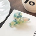 Mini pinza de pelo de acetato con patrón de mármol azul y naranja para flequillo - Moteado Verde