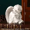 White resin praying angel sculpture statue on vintage book home office decor 12cm - Right Sleeping Angel