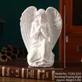 Kneeling praying angel statue in matte white resin for office desktop decor 15cm - Kneeling Praying Angel