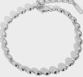 Bracciale in acciaio inossidabile argento con maglie ovali e chiusura a moschettone - Bracciale a Catena con Grani Ovali (YYB023023)