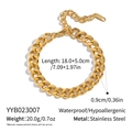 Bracciale cubano in acciaio inossidabile placcato oro 18K con catena regolabile - Bracciale a Catena Cubana (YYB023007)