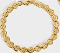 18K gold plated stainless steel bracelet featuring textured teardrop-shaped links - Gold Hollow Out Leaf Chain Style (YYB023018)