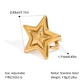 Macro detail of gold adjustable star ring showing stainless steel texture and measurements - Gold Style (YYR025032-G)