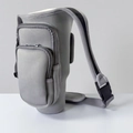 Gray 40oz insulated tumbler pouch made of neoprene with adjustable tactical straps - Grey - Interlocking Strap (including Shoulder Strap)