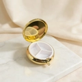 Golden round portable pill box with three compartments and built-in mirror inside - Gold Round 3 Compartments With Mirror