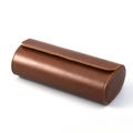 Premium dark brown leather watch roll with three slots and contrast stitching - 3 Slots / Brown Smooth Texture