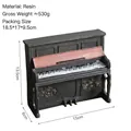Retro resin miniature piano ornament in dark grey and pink with gold relief details - Retro Piano (Pink Lid)