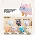Cute resin cat figurine with pearl necklace and gold pendant in celestial colors - Hx-133 Little Cat Set 6 / Full Box Set