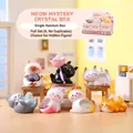 Cute cat figurines set holding colorful crystal ores for desk decoration - M406 Meow Meow Little Sauce Set 6 / Random One