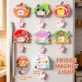 Luminous cat-themed fruit resin magnets with cute milk carton and treehouse designs - A107 Meow Fridge Magnet Small Light Box 6 / Random One