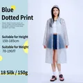 Blue polka dot EVA rain poncho with hood, 18 silk thickness, fits adults 150-185cm - Adult Blue Star Polka Dot Sleeve [150g Drawstring]