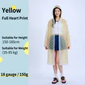 Thickened EVA transparent raincoat with yellow heart pattern and adjustable hood - Adult Yellow Heart-shaped Polka Dot Top [150g Drawstring]