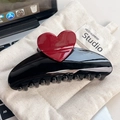 Large black heart claw clip hair accessory with a glossy finish for women's hairstyles - 13cm / Black
