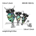 Three owl brooch on branch with abalone shell inlays and silver finish metal - Silver