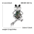 Spilla a rana vintage in argento con intarsio in conchiglia di abalone, altezza 6,1cm - Argento