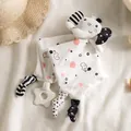 Elephant baby comforter with teething star, soft fabric and multi-sensory knots - Black And White Comfort Blanket - Elephant