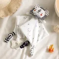 Lion baby security blanket with star teething toy and soft cotton patterned fabric - Black And White Comfort Blanket - Lion