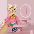 Pink galaxy tiger plush puppet pacifier for infants with stars and planets patterns - Galaxy Puppet Female Tiger