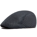 Dark grey breathable mesh flat cap for men featuring a cooling hexagonal net fabric - Adjustable / Dark Gray