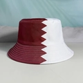 Adult bucket hat featuring Qatar flag colors with maroon and white zigzag design - M (56-58cm) / Qatar
