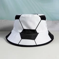 Reversible soccer bucket hat with black and white pentagon pattern for sports fans - Soccer Football Theme Design Style