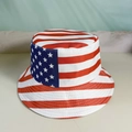 Reversible bucket hat featuring American flag design with red stripes and blue stars - USA Theme Style 6