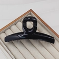 Large 13cm glossy black acrylic hair claw clip with hollow rectangle handle design - 13CM Hanger Style / Bright Black