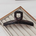 Deep coffee brown translucent acrylic claw clip with rectangular cutout in a wooden box - 13CM Hanger Style / Brown