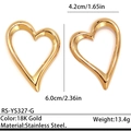 Exaggerated hollow heart-shaped stainless steel earrings in 18K gold finish - Gold (RS-YS327-G)