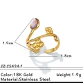 Ring aus 18K vergoldetem Edelstahl mit Blumenmuster und rosa tropfenförmigem Stein - Rosa Tropfenstein-Stil (JZ-YS494-1)