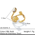 Offener Ring aus 18K vergoldetem Edelstahl mit Blumen und lila Zirkonia-Stein - Lila Tropfenstein-Stil (JZ-YS494-2)