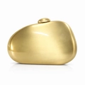 Elegant gold pebble-shaped metal evening clutch bag with a smooth brushed finish - Gold Dusted