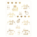 Rose gold temporary wedding tattoos featuring Bride Tribe and Maid of Honor designs - Wedding Gold - Bride Tribe Style