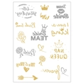 Rose gold and black temporary tattoos for bachelorette parties with Bride and Queen designs - Two-Tone Gold 04 - Queen Team Style