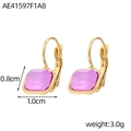 Gold-plated earrings with purple square-cut zircon stones and dimensions markers - Purple (AE41597F1A8)